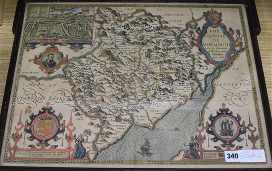 John Speede Map of the County of Monmouth 40 x 52.5cm.